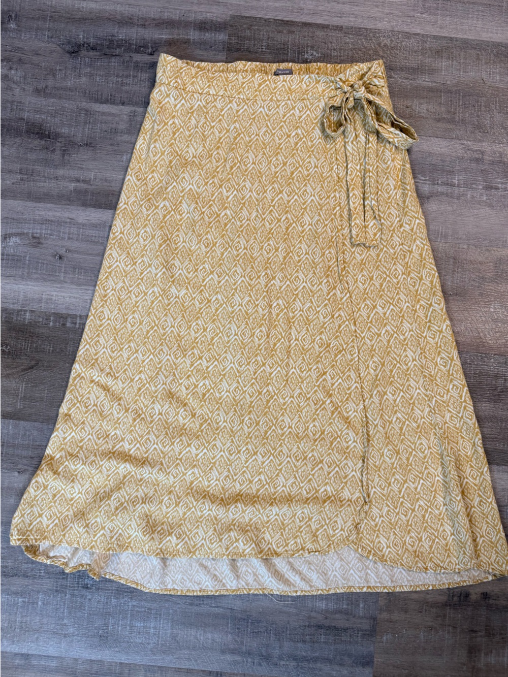 Maurices Yellow Diamond Print Maxi Wrap Skirt